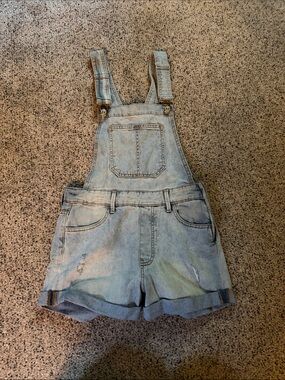 Forever 21 Light Blue Denim Short Overalls